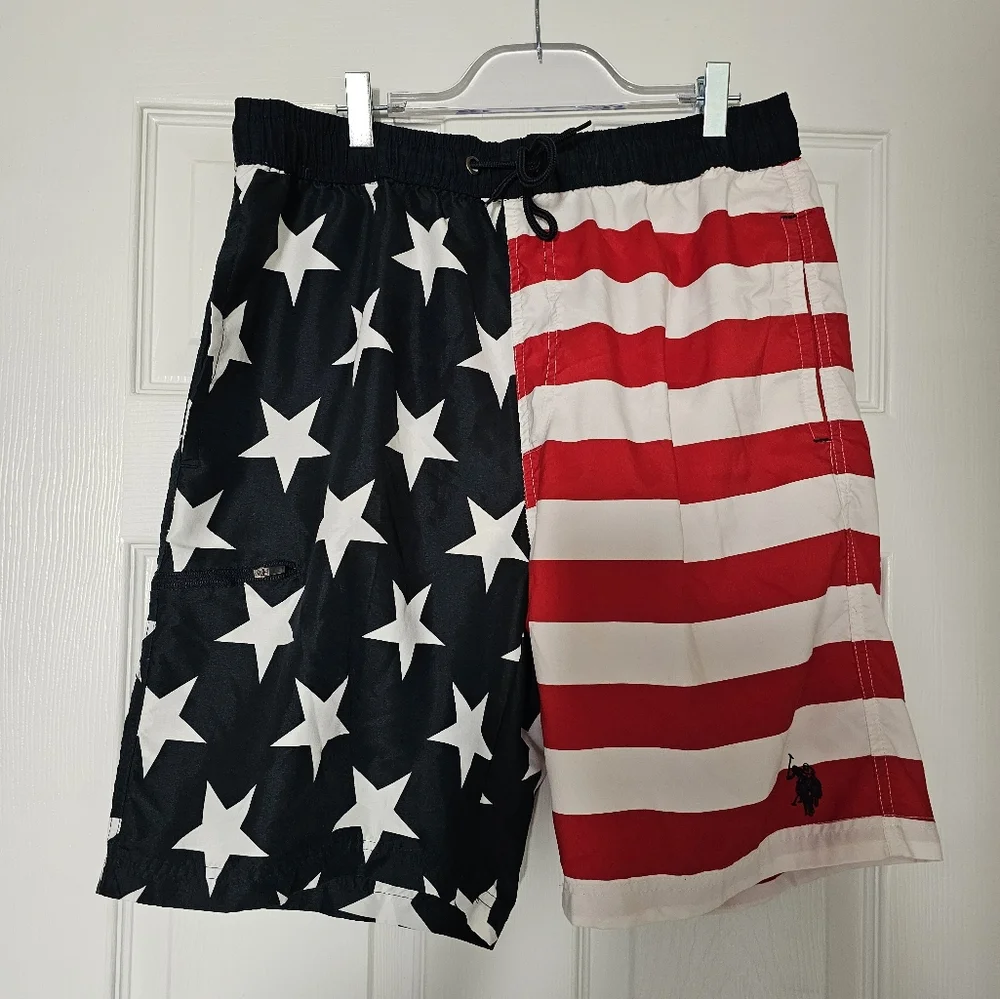 Patriotic Black and Red Men's Bathing Suit‎
